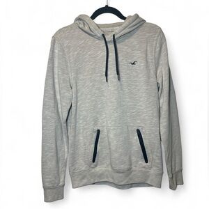Hollister Men Small Beige Long Sleeve Zip Kangaroo Pocket‎ Drawstring Hoodie